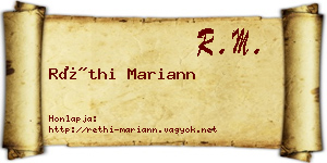 Réthi Mariann névjegykártya