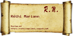 Réthi Mariann névjegykártya